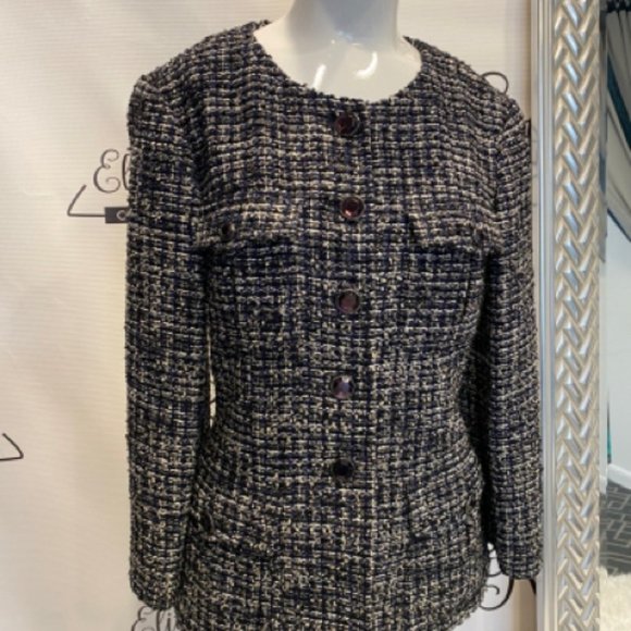 Chanel Jacket Navy Tweed Sz 40 Jacket - Picture 3 of 12